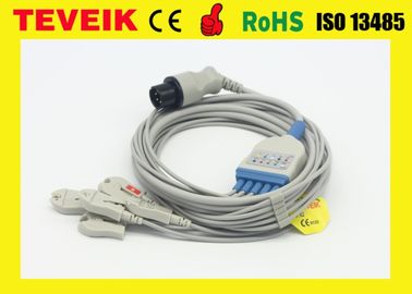 Teveik Factory قابلة لإعادة الاستخدام Mindray Round 6pin 5 Leads TPU ECG Cable لمراقبة المريض