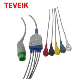 طبّيّ IEC Round 12 Pin Schiller 5 Lead Ecg Patient Cable متوافق مع TM910
